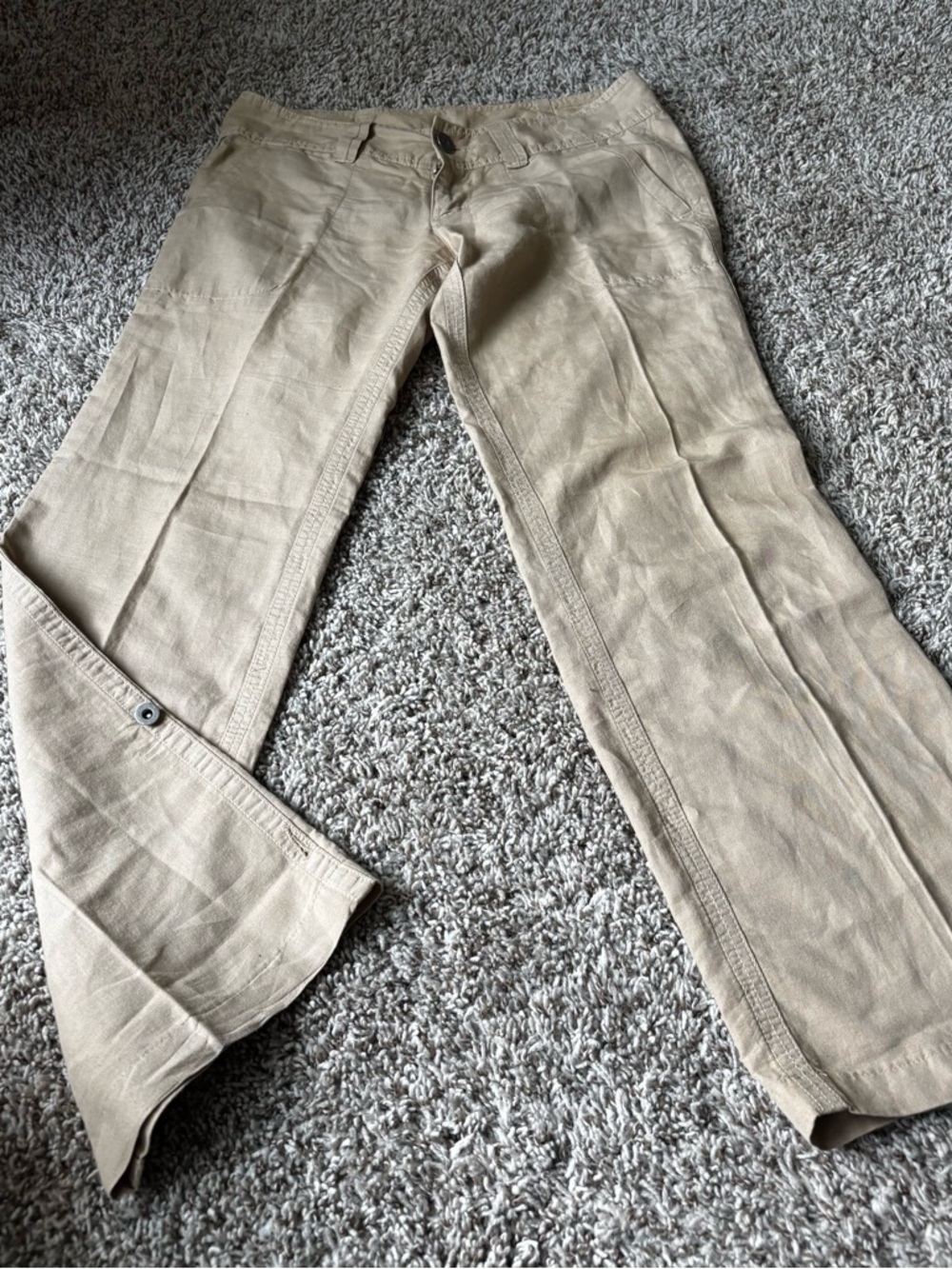 James Perse Khaki Wide-Leg Pants linen c9tton sz 27
